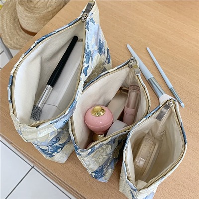 Cosmetic bag, handheld shoulder bag, small clutch bag, travel bag, storage bag, liner, wallet, city style, flowered