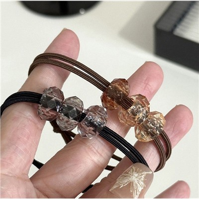 Набор резинок для волос с прозрачными бусинами 5 штук