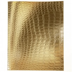 Тетрадь А5 48л  клетка Бумвинил METALLIC CROCO Золото на скобе 48Т5бвВ1 Хатбер