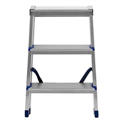 Стремянка двусторонняя 3 ступени, алюминиевая, Сибртех