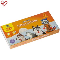 Пластилин Мульти-Пульти "Енот на Аляске", 06 цветов, 90г, со стеком, картон