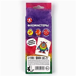 Фломастеры 6 цветов в коробке «Букибяки»