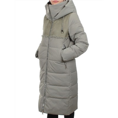 23-636 OLIVE Пальто зимнее женское (холлоффайбер 150 гр., искусственная дубленка)