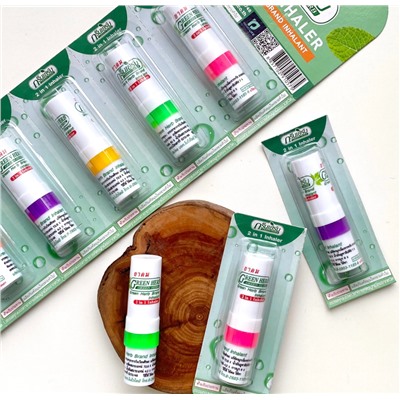 Тайский карманный ингалятор-карандаш 2 в 1 для улучшения дыхания и общего благополучия Green Herb, 8 мл.