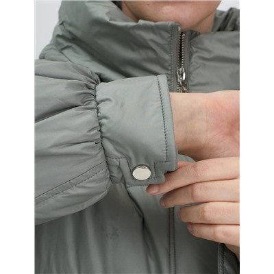 Куртка зимняя женская с капюшоном модная зеленого цвета 7341Z