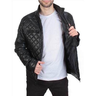 A198 BLACK Куртка из эко-кожи мужская (50 гр. синтепон)