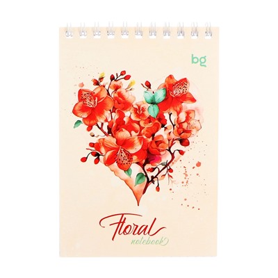 Блокнот А6, 40 листов в клетку, Floral notebook, на гребне, МИКС
