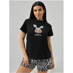 Пижама "Зебра" белый женская с шортами