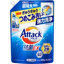 Жидкое средство для стирки (концентрат тройного действия) Attack EX, KAO, 900 г (мягкая упаковка)