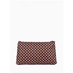 Косметичка-пенал на молнии, плоская, маленькая, в горох, коричневая