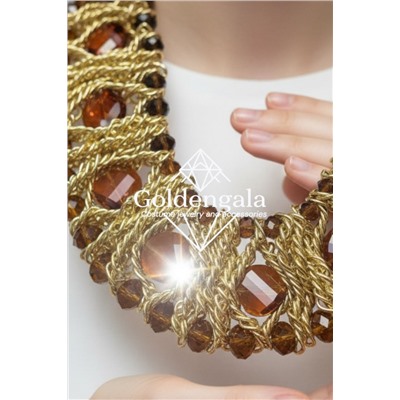 Колье-воротник с хрусталем и кристаллами П6/01