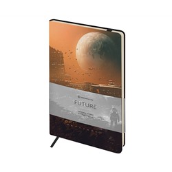 Записная книжка А5 80л. ЛАЙТ, кожзам, Greenwich Line "Future. New world", с резинкой, тиснение фольгой, блок в линию