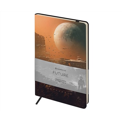 Записная книжка А5 80л. ЛАЙТ, кожзам, Greenwich Line "Future. New world", с резинкой, тиснение фольгой, блок в линию
