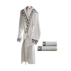 Подарочный Набор Халат + Полотенце + Тапочки (XL) Ahsen Krem Bayan Bornoz Seti - Xlarge- EcoCotton