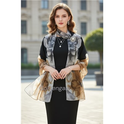 Шарф шифоновый с цветочным рисунком 3D Арт М52/5