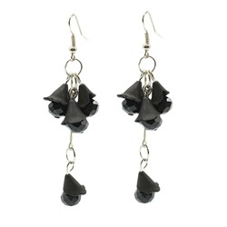 Серьги бижутерия длинные с цирконами цв.черный, 8,5г