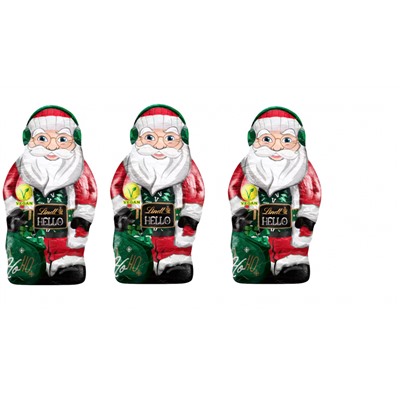 Lindt 2025 Hello Santa Vegan 3stk x 80 g, Линдт Веган Дед Мороз, 12см, 80 грамм х 3 штуки (240 грамм)