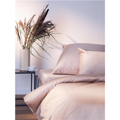 Простыня из премиального сатина бежевого цвета из коллекции Essential, 240х270 см