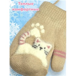 Варежки теплые для девочек Арт 2023/3 модель 2