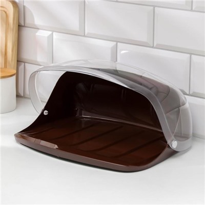 Хлебница малая с крышкой IDEA, 31.5×25.4×15 см, пластик, коричневая