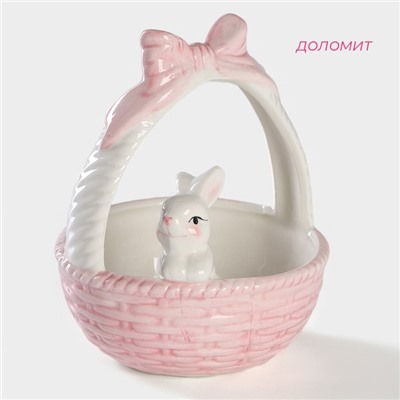 Конфетница Доляна «Зайка», 360 мл, 12.5×16 см, розовая