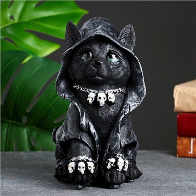 Копилка для денег «Кот-хиппи», полистоун, чёрный, 23×13×16 см