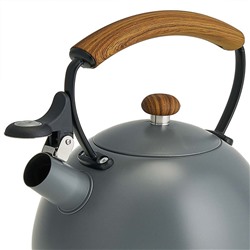 Чайник 2,5 л из нержавеющей стали со свистком, индукционное дно WEBBER BE-0604 серый, ручка дерево