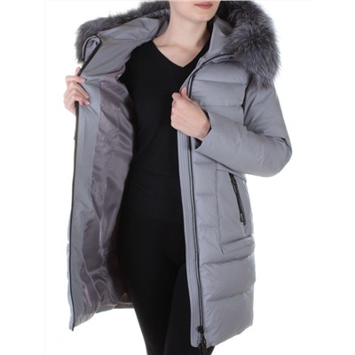 9665 GRAY Пальто женское с мехом Ommeitt
