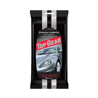 Top Gear Салфетки влажные 30шт для стекол, зеркал и фар