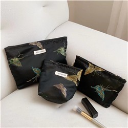 Capacious three dimensional cosmetic bag, liner, organizer bag, small clutch bag, Chinese style, with embroidery