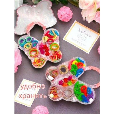 Набор детский аксессуаров для волос в сумочке 102 предмета