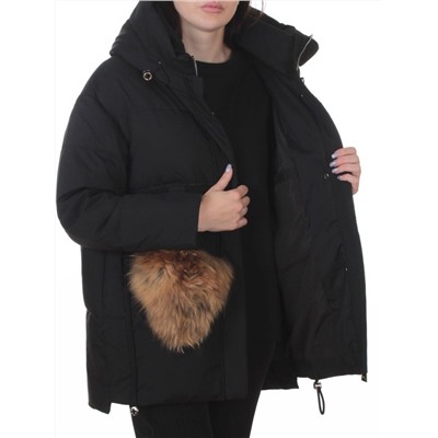 8809 BLACK Куртка зимняя женская (200 гр. холлофайбер)
