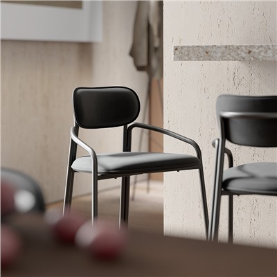 Стул барный Ror, Round, велюр, черный/серый