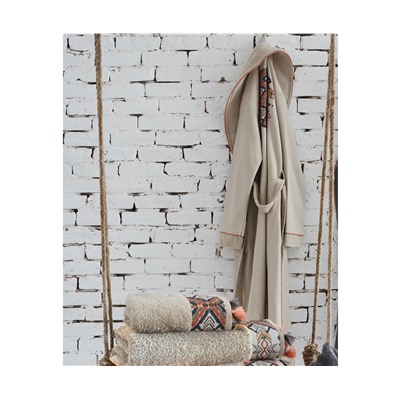 Подарочный Набор Халат + Полотенце + Тапочки (L) Pamira Bej Bayan Bornoz Seti - Large- EcoCotton