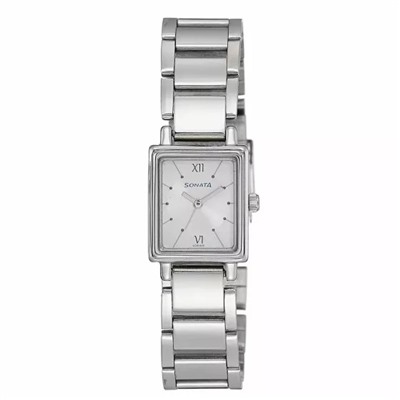 Наручные часы серебряного цвета, Silver Rectangular Shape Watch, произв. Sonata