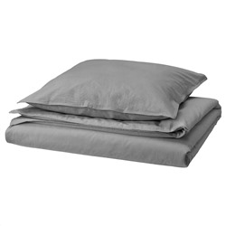 ÄNGSLILJA, Bettwäsche-Set, 2-teilig, grau,, 155x220/80x80 cm