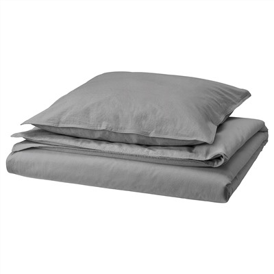 ÄNGSLILJA, Bettwäsche-Set, 2-teilig, grau,, 155x220/80x80 cm