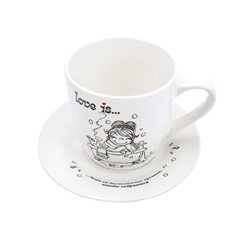 Набор чайных пар (4 предмета) в подарочной упаковке "Love is...", фарфор (360 мл, 15,3 см)