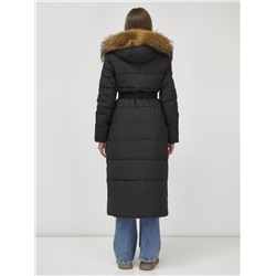 Пальто зимнее женское с мехом енот премиум класса черного цвета 3335Ch
