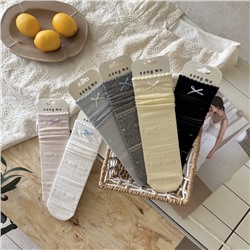 Songmu's thin and translucent Fair Island Korean ins blogger same style pile socks solid color sweet bow socks for women