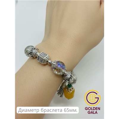 Браслет женский с кристаллами на резинке БР12/03 (перламутровый хамелеон)