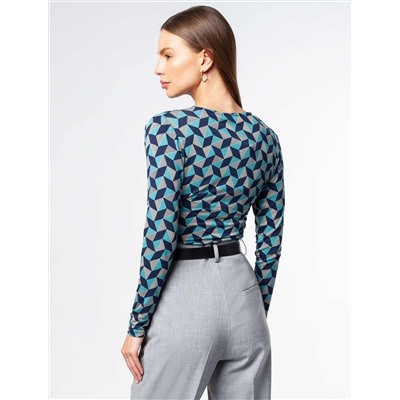 Блузка на запАх из трикотажной вискозы с эластаном
