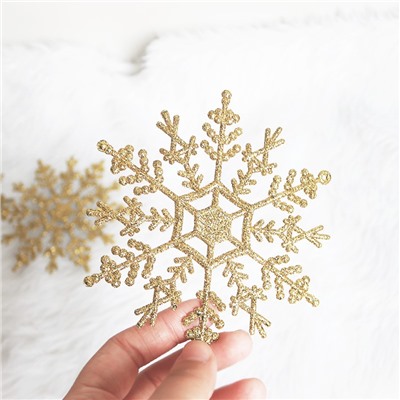 Набор блестящих снежинок-подвесок 12 штук (Завязки в комплекте) Размер 10 см.