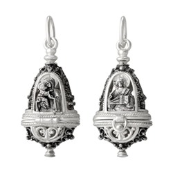 Ладанка (Спаситель, БМ Владимирская) из серебра частичное чернение литье