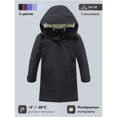 Парка зимняя женская с капюшоном черного цвета 9538-1Ch