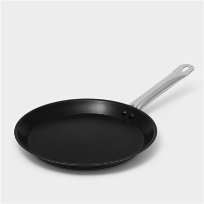 Сковорода блинная Катунь «Общепит», d=26 см, толщина корпуса 0.6 мм, капсульное дно 3.5 мм, антипригарное покрытие, индукция, нержавеющая сталь