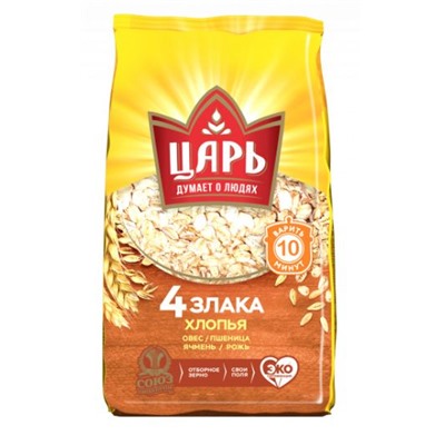 ЦАРЬ Хлопья из 4-х злаков 400гр