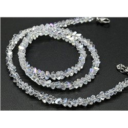 Чокер на шею женский из циркона огранка 4мм цв.хрусталь хамелеон, 38см