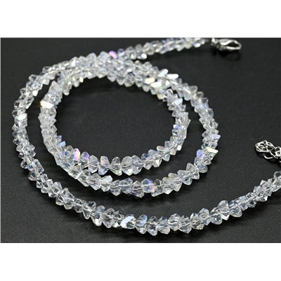 Чокер на шею женский из циркона огранка 4мм цв.хрусталь хамелеон, 38см