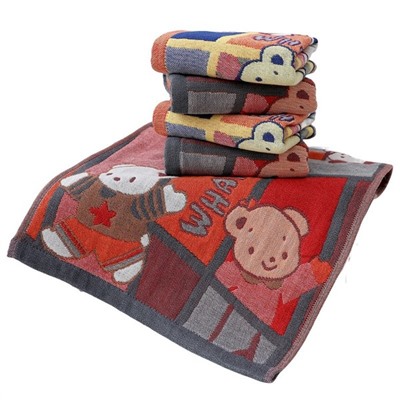 Gauze soft breathable towel for face, with little bears, wholesale